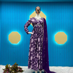 New Latest Designer Printed Aliya Cut Rayon Kurti with Dupatta Set for All Occasions Wedding Wear and Parties Wear for Womens - Product Image 1