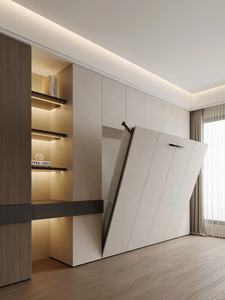 <span class=keywords><strong>Cama</strong></span> <span class=keywords><strong>de</strong></span> armario doble integrada <span class=keywords><strong>de</strong></span> estilo moderno, marco <span class=keywords><strong>de</strong></span> acero <span class=keywords><strong>de</strong></span> madera maciza <span class=keywords><strong>de</strong></span> roble, <span class=keywords><strong>cama</strong></span> <span class=keywords><strong>de</strong></span> Murphy <span class=keywords><strong>de</strong></span> almacenamiento plegable con tapa oculta multifuncional - Product Image 5