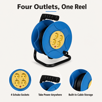 HAOYONG Soket Ekstensi Kabel Retractable Eropa dengan 4 Outlet 16A SDK Jaringan untuk Penggunaan Rumah Tangga/Serbaguna