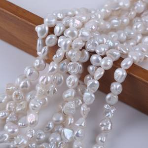 Perles d'eau douce naturelles blanches de 18 cm, 7-8 mm, perles rondes, trou droit, régénérées, couleur rose ABS, pour la fabrication de bijoux en gros - Product Image 3