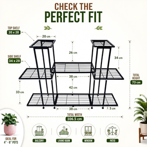 Support de plantes en métal moderne, étagère à fleurs d'intérieur, design minimaliste avec revêtement en poudre pour plantes et pots d'intérieur - Product Image 5