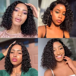 Perruque Bob Lace Closure wig naturelle brésilienne, cheveux <span class=keywords><strong>bouclés</strong></span>, <span class=keywords><strong>coupe</strong></span> au carré, 4x4, perruque <span class=keywords><strong>courte</strong></span> pour femmes africaines - Product Image 6