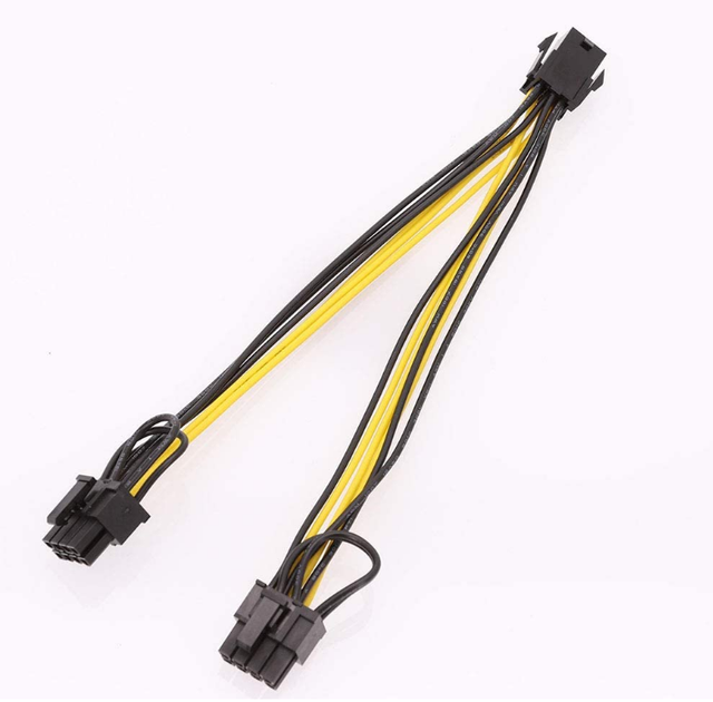 HXE 6Pin to Dual 8pin 6+2 Pin PCI-E Power Cable for GPU Mining Machine 200mm UL1007 18AWG PVC Wire