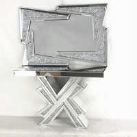 Vente directe d'usine, table console de couloir moderne de haute qualité, design diamant, vue latérale, MDF, miroir, meubles de salon