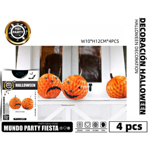 Decorazioni di carta a nido d'ape di zucca di HALLOWEEN-SET di 4 #74819 - Product Image 1