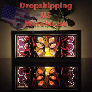 Demon <span class=keywords><strong>Slayer</strong></span> Magazzino USA Dropshipping Kpop Demon Hunter Lampada Intagliata in Carta 3D Light Box Decorazione da Tavolo Regalo di Natale - Product Image 4