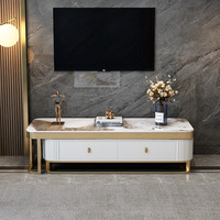 Meuble TV moderne en pierre avec armoires de rangement Gestion des câbles télescopique pour salon Chambre à coucher Meubles de maison