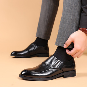Mocassins en cuir noirs à bout pointu pour hommes, chaussures décontractées pour affaires, taille adulte 40-46 - Product Image 3