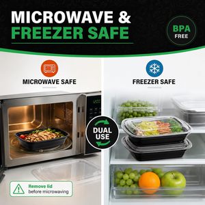 Conteneur alimentaire jetable en plastique PP, hermétique et anti-fuite, compatible micro-ondes, avec couvercles - Product Image 3