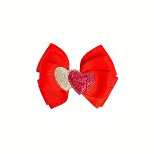 Regalo del Día de San Valentín, lazos para el cabello, cinta de grogrén, accesorios para el cabello, horquilla, lindo tocado de corazón para niñas - Product Image 4