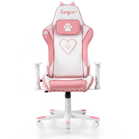 Mobilier de bureau Offre Spéciale chaise de jeu chat rose chaise d'ordinateur pour fille chaise de jeu ergonomique pour ordinateur de bureau de course avec coussin