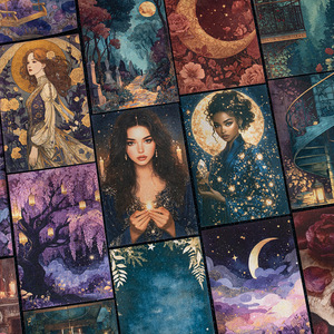 Paquete de 20 hojas de la colección de cuentos de hadas Estrella y <span class=keywords><strong>Luna</strong></span>, <span class=keywords><strong>libro</strong></span> de pegatinas con temática de hadas y diosas. - Product Image 4