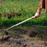 Excavadora de acero inoxidable con mango telescópico, herramienta de excavación para jardín