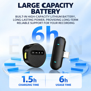 Micrófono inalámbrico Lavalier Micrófono de radio botón Lavalier Mini micrófono magnético con compartimento de carga para entrev - Product Image 5