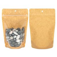 Sachet Doypack Personnalisé en Papier Kraft Transparent d'un Côté avec Trou de Suspension, Qualité Alimentaire, pour Snacks, Noix, Fruits Secs, Aliments pour Animaux de Compagnie, pour l'Emballage