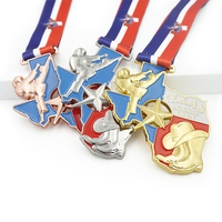 Médailles de football en métal doré personnalisées de luxe, trophées et médailles de football Eroupa Keys avec ruban