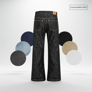 Pantalon de ville R-ONE <span class=keywords><strong>Original</strong></span> Cow 13 oz Machete Micro-Jean Flare brodé taille mi-haute délavé moyen 100% coton - Product Image 1