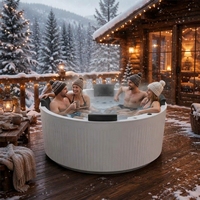 Baignoire SPA intérieure en acrylique antidérapante pour 4-5 personnes, avec jets d'eau, souffleur, 182*182*76CM, pour bain à bulles privé