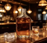 Bouteille en verre plate simple Sishang 250 ml avec couvercle minimaliste, scellée, pour spiritueux et boissons, durable, élégante, réutilisable, pour cuisine et bar