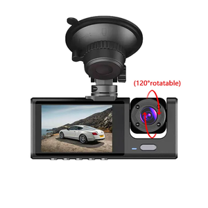 Cámara de salpicadero de tres lentes <span class=keywords><strong>DVR</strong></span> para coche HD 130 P gran angular de 1080 grados con caja negra y pantalla IPS delantera trasera interna en Color negro - Product Image 3