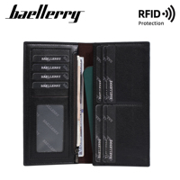 Baellerry dompet panjang kulit Pu dompet klip penyimpan kartu dompet Clutch posisi Multi kartu kapasitas besar untuk pria