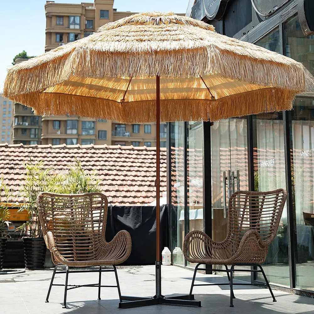 Benutzer definierte Werbe hochwertige böhmische Bali Terrasse, Vintage Boho Strand führte Licht Regenschirme mit Quasten Großhandel/