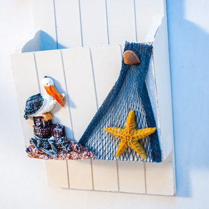 Boat-Shaped Wooden <b>Wall</b> <b>Storage</b> Box Blue Painted Punch Free Home Decor Entryway <b>Hanging</b> Organizer - Product Image 2