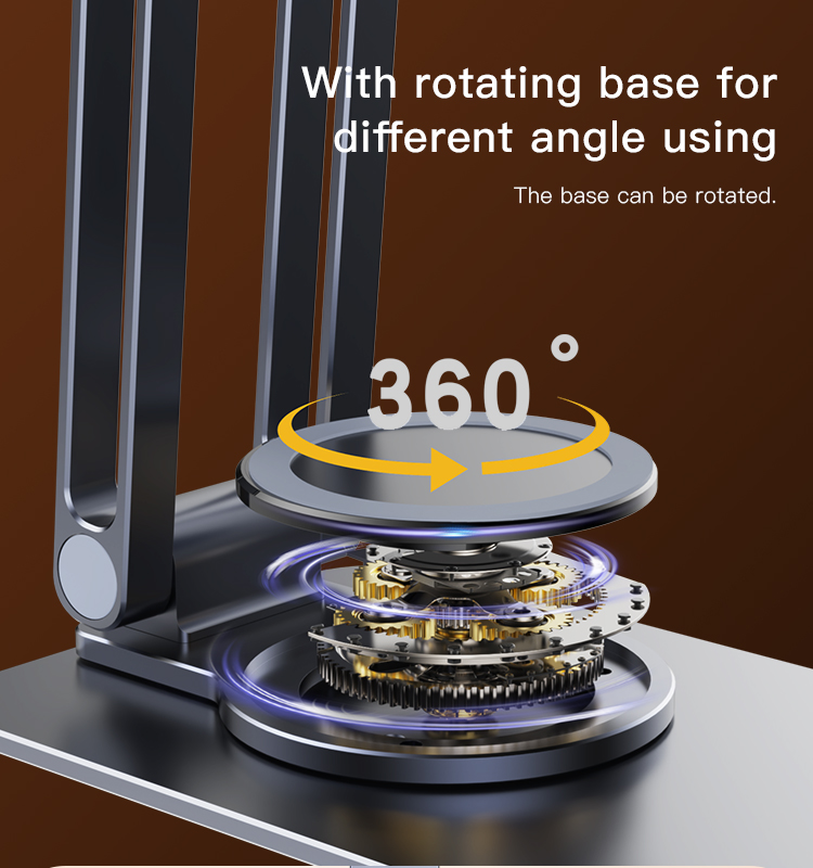 YESIDO new design 360 rotating phone holder aluminum alloy folding phone holder on the table