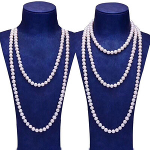 R. Gemma. Nuovo prodotto Design semplice 7-8mm vicino forma rotonda collana lunga di <span class=keywords><strong>perle</strong></span> di colore bianco d'acqua dolce - Product Image 6