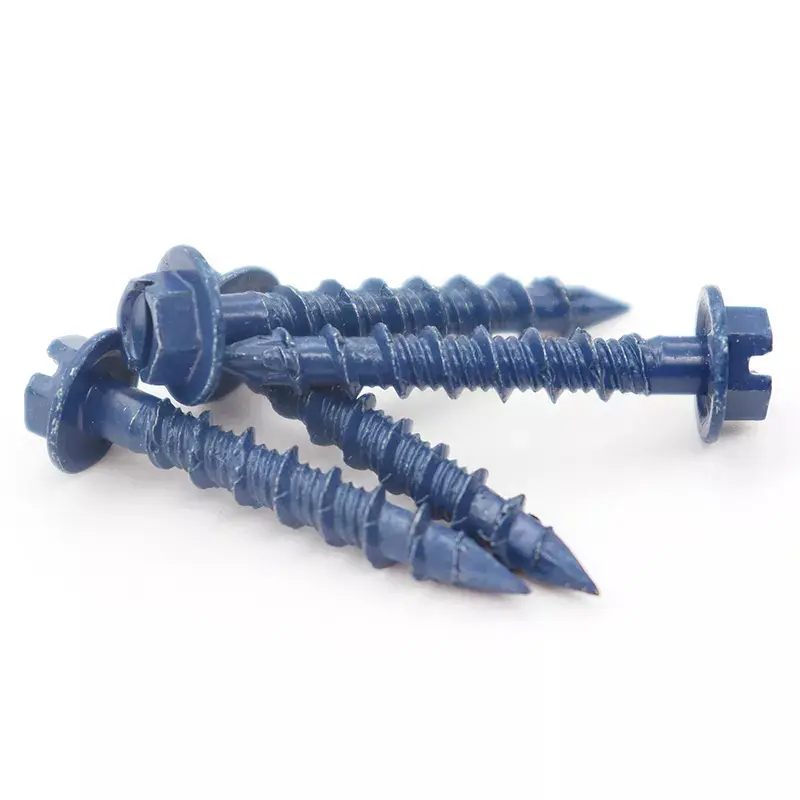 Carbon Steel Screw Blue Hexagon Washer Head Slotted Concrete Screw