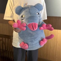 Peluche de rat gris super douce et mignonne avec des pattes roses et une forme 3D, animal en peluche de haute qualité, plusieurs tailles pour enfants et adultes