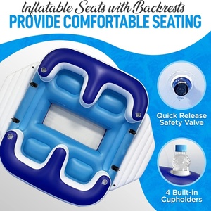 Île flottante gonflable en PVC 129*95*28 pouces pour 4 adultes, radeau de fête avec 4 porte-gobelets pour lac, plage, rivière ou piscine - Product Image 3
