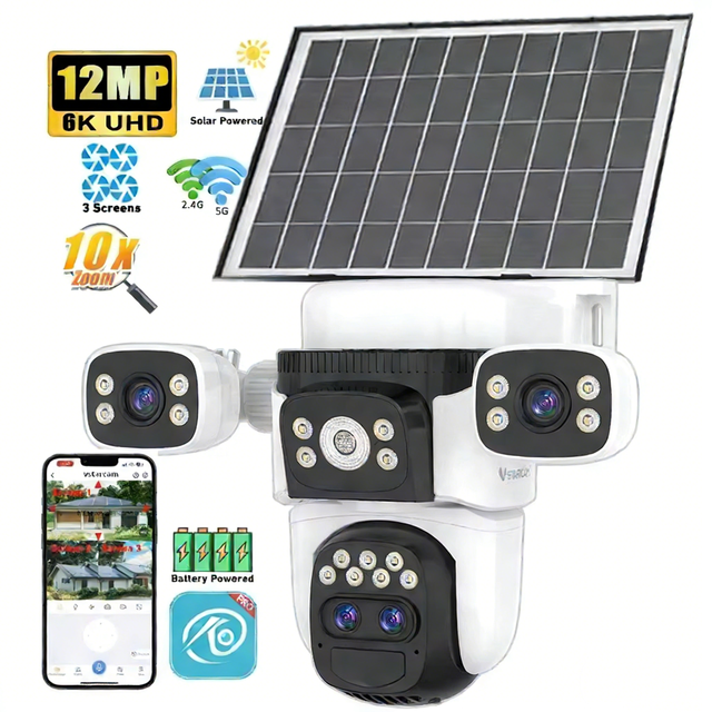 Vstarcam CB621ZS 12MP 10x Zoom AI Human Detection Outdoor Dual Band WiFi Security Camera 4 Lenses Built-in Siren SD Card Storage