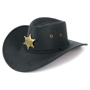 Cappello da Cowboy Occidentale con Stemma Esagonale in Metallo Ricamato, a Due Pannelli, per Uomo e Donna, con Tesa Larga, Protezione Solare, Impermeabile e Traspirante - Product Image 1