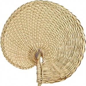 <b>Fan</b> Hand Carved Summer Cooling Supplies Natural Raffia Leaf Eco-Friendly Home Wall Decor <b>Handheld</b> <b>Fans</b> - Product Image 1