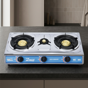 Estufa de Gas de Acero Inoxidable con 3 Quemadores, Encendido Piezoeléctrico, Control de Perilla y Protección Contra Apagado de Llama para Cocina - Product Image 3