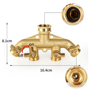 Kangweishen Desviador de Manguera de Latón de Cuatro Vías, Conector de Agua Roscado de 3/4 Pulgadas, Válvula Divisora para Jardín - Product Image 3