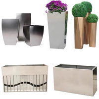 Pot de fleurs moderne personnalisé en fer chromé résistant à la corrosion, plateau pour plantes d'aéroport, pour jardin extérieur, maison, en métal