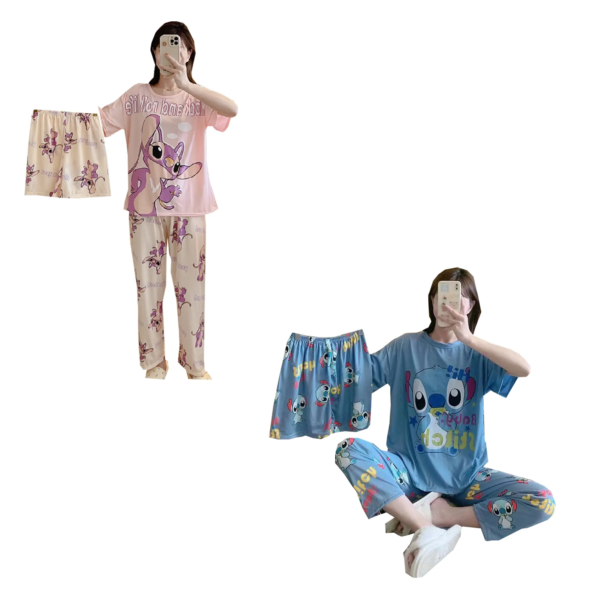 Cool summer cartoon Stitch breathable t-shirt wear women sexy women's clothes nighties pajamas