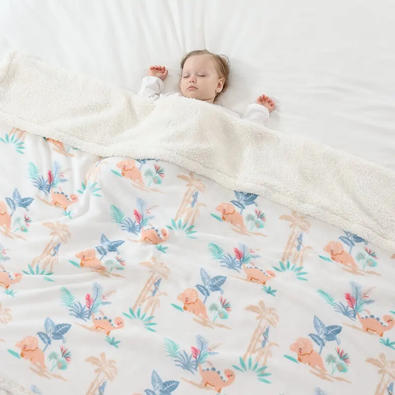 0-3 yaşında bebekler sevimli hayvan yorgan sıcak tutmak Muslin bebek battaniyesi bulut battaniye yün battaniye çift taraflı kazık