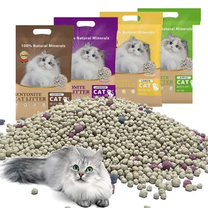 Chongci fabricante de animais de estimação OEM 10kg natural preço barato areia para gatos em forma de bola de sódio com aroma de limão bentonita a granel