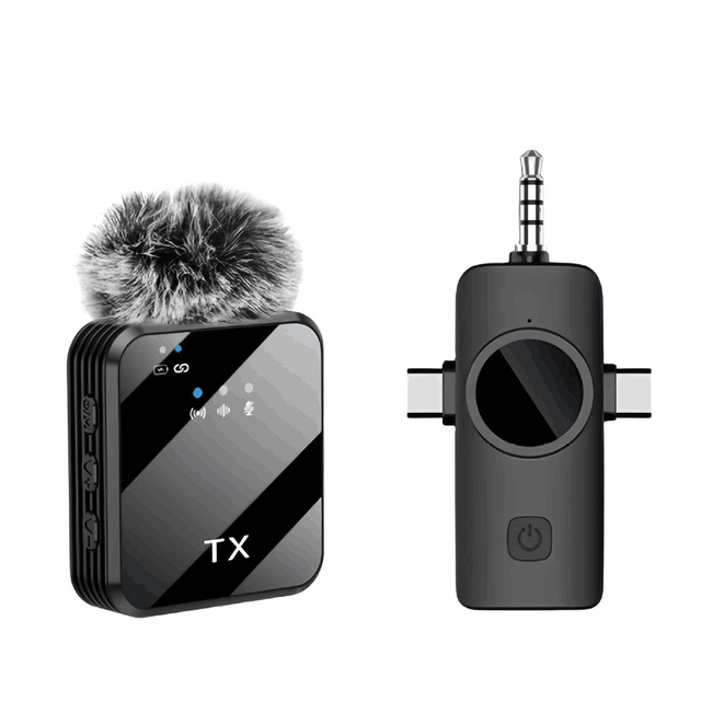 3-in-1 Wireless Type C Lavalier Microphone Long Battery Life Mini Camera Accessory Noise Cancellation Plug-and-Play Convenience