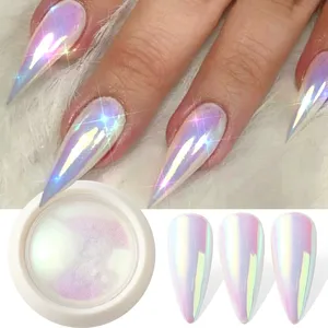Polvo de Uñas Cromado, Pigmento de Uñas con Efecto Aurora Neón, Iridiscente, Efecto Perla de Sirena, Brillo, Maquillaje, Decoraciones para Arte de Uñas - Product Image 1