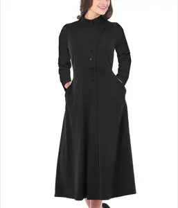 Wholesale Elegant Women Long Sleeve Solid Plus Size Maxi Kaftan Muslim Mid-length Casual Dress