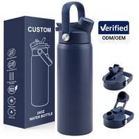 Bouteille d'eau sport isotherme en acier inoxydable 24 oz avec logo personnalisé et double bouchon pour la gym, le bureau, les voyages, ou comme cadeau
