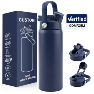Botella de Agua Deportiva de 24 oz con Logotipo Personalizado, Termo de Acero Inoxidable Aislado con Tapa Doble para Gimnasio, Oficina, Viajes, Regalo - Product Image 1