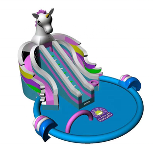 Cầu Trượt Nước Bơm Hơi Hình Kỳ Lân Thiết Kế Mới 2023 Có Bể Bơi Cho Bé Gái 8-15 Tuổi - Product Image 4