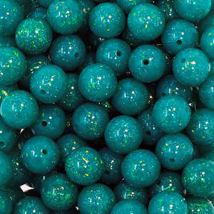 Perles en silicone rondes brillantes de 15 mm, bleu brillant, avec confettis, effet gelée, liquide arc-en-ciel, pour la fabrication de stylos DIY - Product Image 3