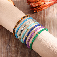 2025 pierre naturelle cristal guérison bohème perle Bracelet chaîne réglable précieux plat entretoise perle Turquoise bambou pour les femmes