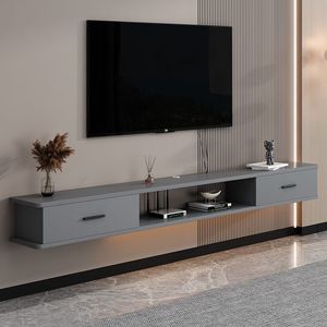 Mueble de TV minimalista moderno para montar en la pared, con 3 compartimentos, estante de almacenamiento para sala de estar con cajones para uso doméstico - Product Image 2